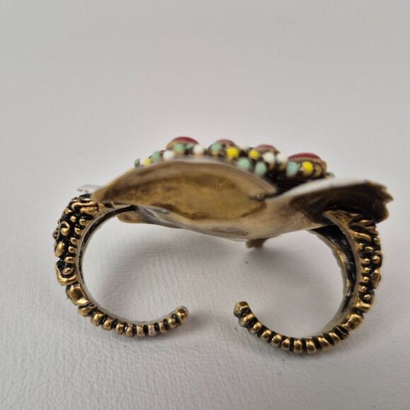 Gucci Enamel Flower Multi-Finger Cocktail Ring Size Medium - Picture 3 of 6